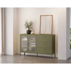 Aparador Metálico con Puertas de Cristal 140 cm COLORBURST