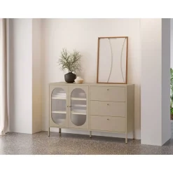 Aparador Metálico con Puertas de Cristal 140 cm COLORBURST