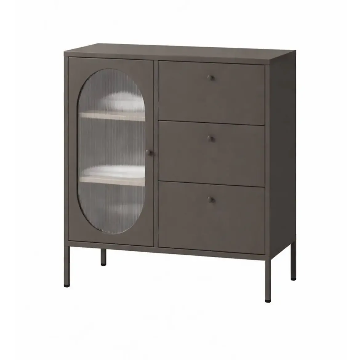 Aparador Metálico con Puertas de Cristal 80 cm COLORBURST