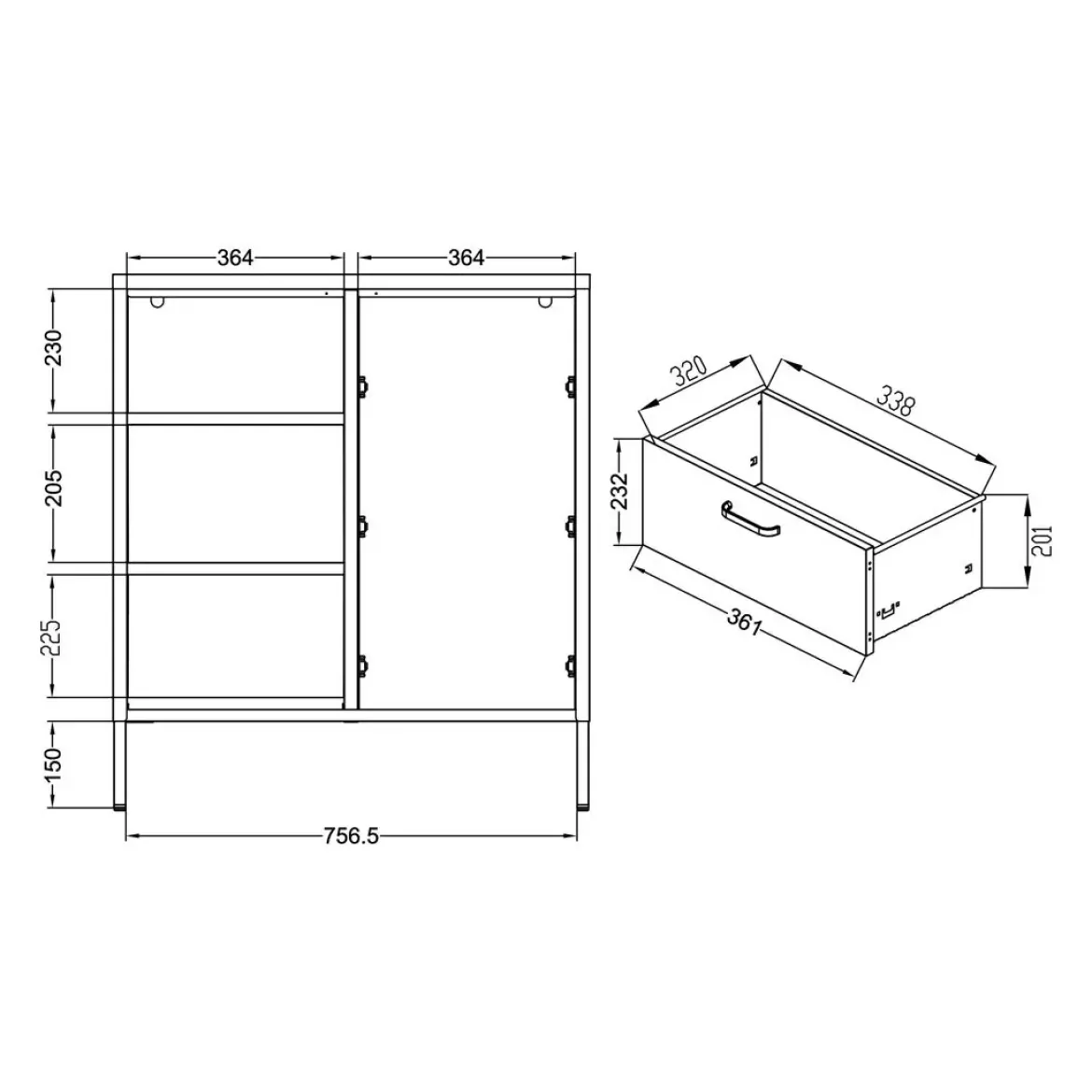Aparador Metálico con Puertas de Cristal 80 cm COLORBURST