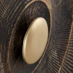 Aparador negro de madera de mango de 3 puertas y patas doradas GABAR 10692