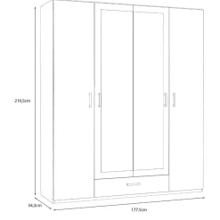 Armario con Espejo 2 Puertas y Cajón 178x211 cm Roble ECBS944-D108