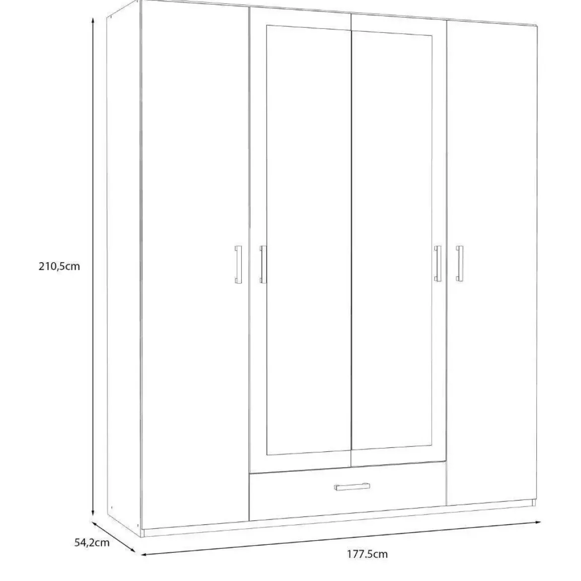 Armario con Espejo 2 Puertas y Cajón 178x211 cm Roble ECBS944-D108