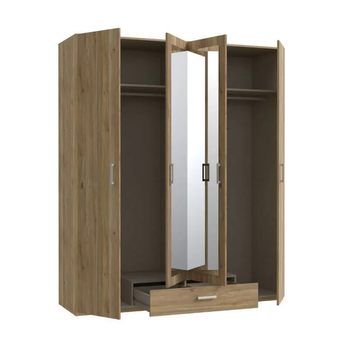 Armario con Espejo 2 Puertas y Cajón 178x211 cm Roble ECBS944-D108