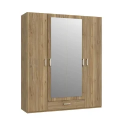 Armario con Espejo 2 Puertas y Cajón 178x211 cm Roble ECBS944-D108