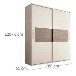 Armario con 2 Puertas Correderas Andersen Pino-Gris LUCENA