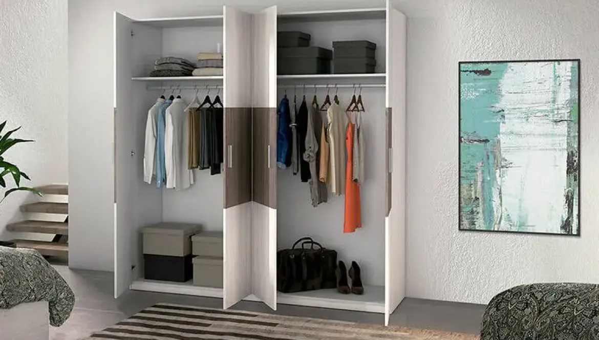 Armario cuatro puertas batientes MONIKA andersen pino gris