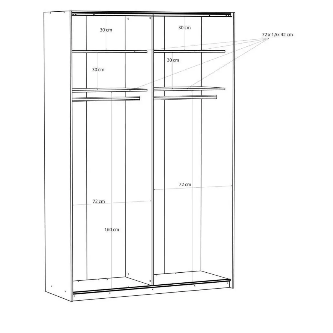 Armario de Dormitorio Blanco Mate 2 Puertas Correderas FTIS72461-120