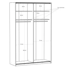 Armario de Dormitorio Blanco Mate 2 Puertas Correderas con Espejo FTIS72462-120