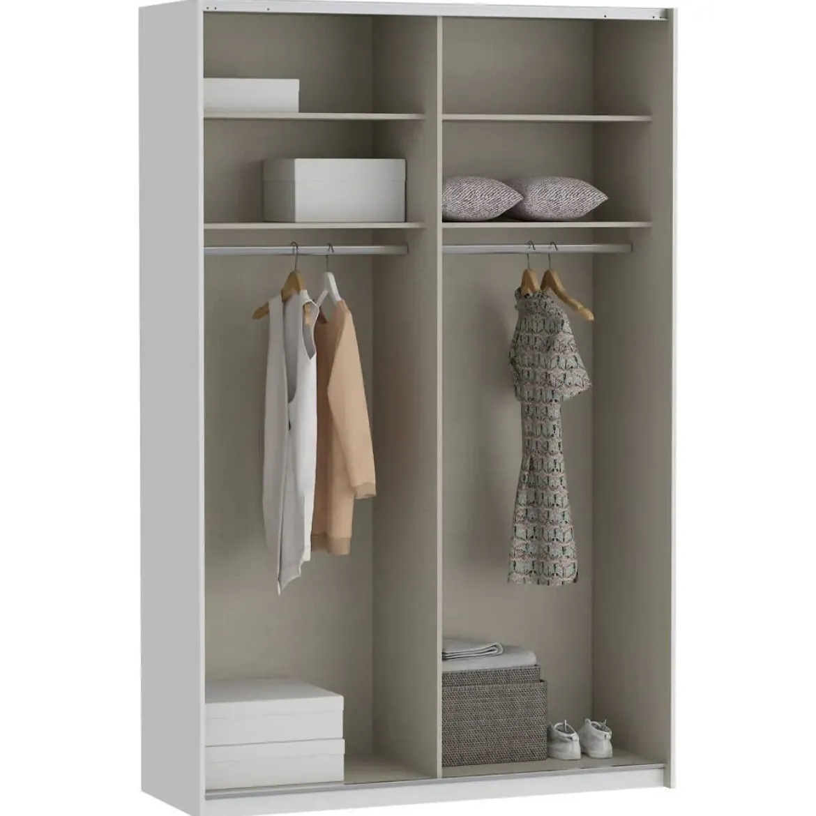 Armario de Dormitorio Blanco Mate 2 Puertas Correderas con Espejo FTIS72462-120
