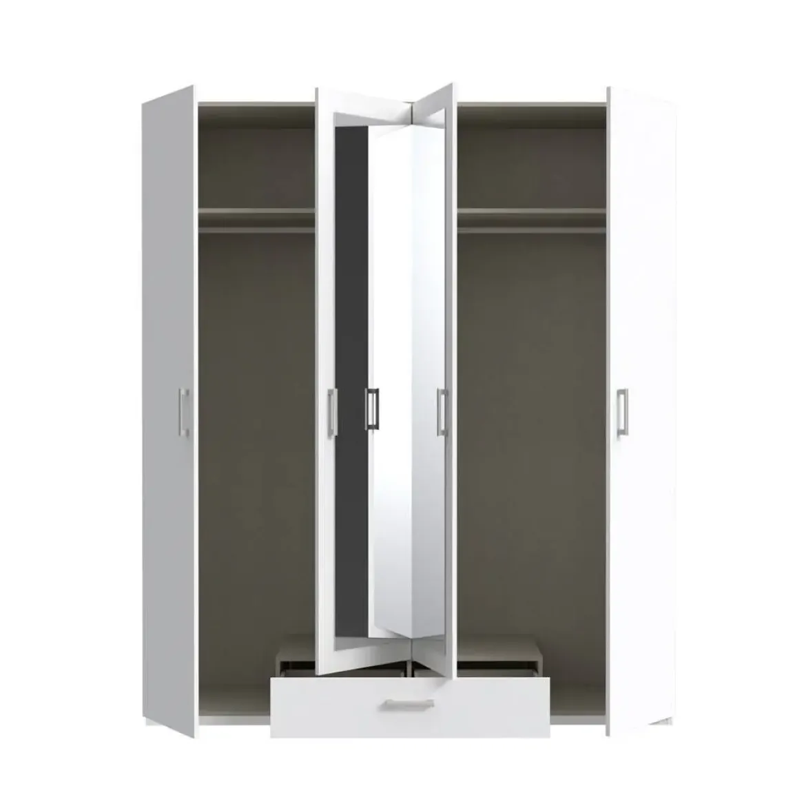 Armario de Dormitorio Blanco con Espejo y Cajón ECBS944-120
