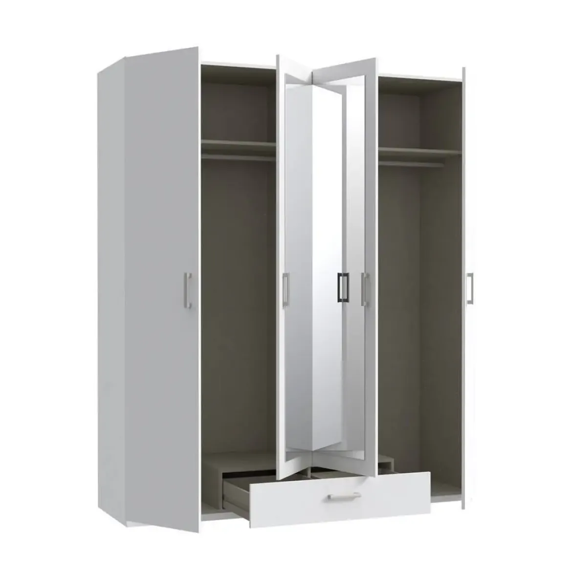Armario de Dormitorio Blanco con Espejo y Cajón ECBS944-120