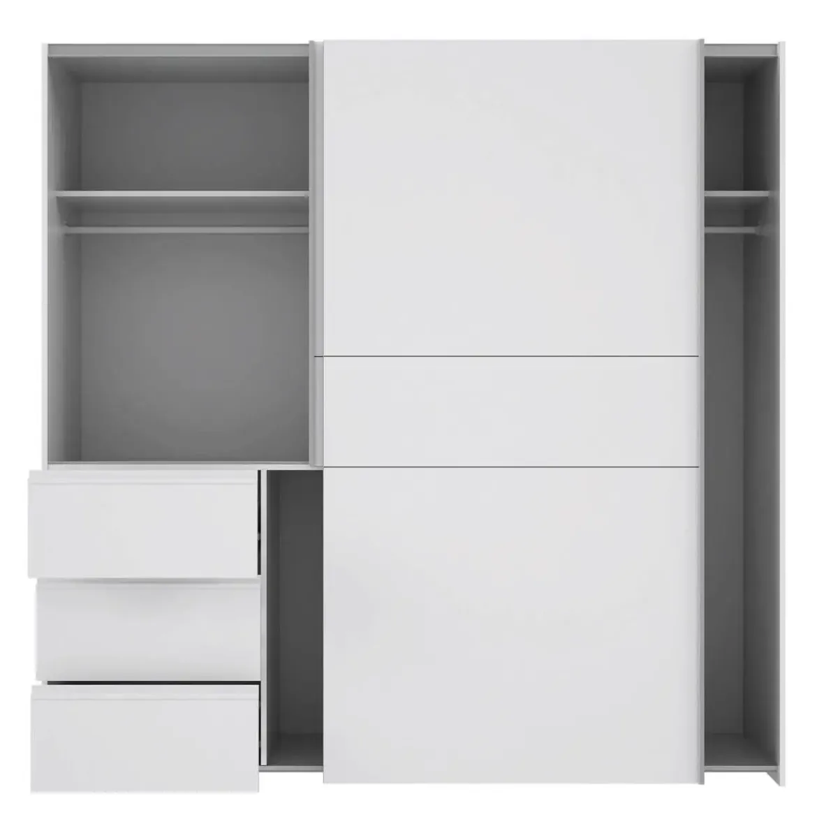 Armario de Dormitorio Blanco 2 Puertas 3 Cajones W2QS823E71-120
