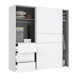 Armario de Dormitorio Blanco 2 Puertas 3 Cajones W2QS823E71-120