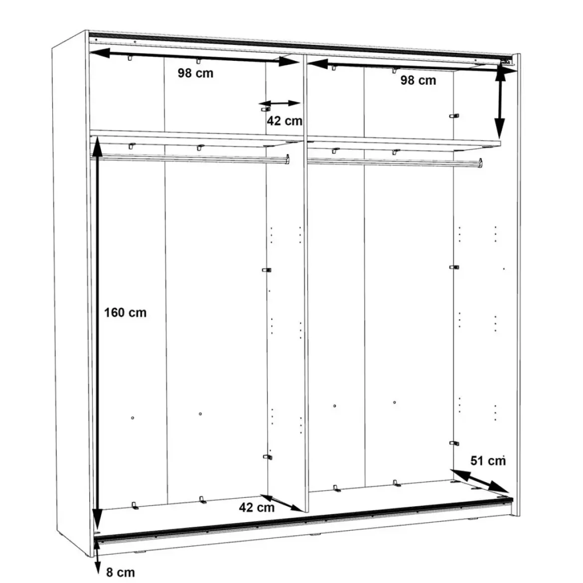 Armario de Dormitorio 200 cm 2 Puertas Correderas Blanco Roble Sonoma WNPS323E1-Q45