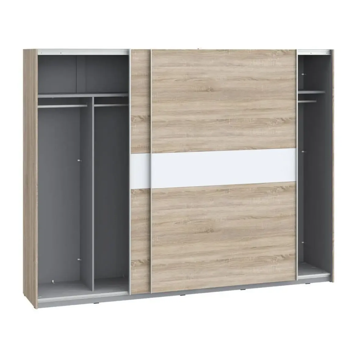 Armario de Dormitorio 269 cm 2 Puertas Correderas Blanco Roble Sonoma WNPS123E1-Q45