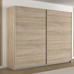 Armario de Dormitorio 269 cm 2 Puertas Correderas Blanco Roble Sonoma WNPS123E1-Q45