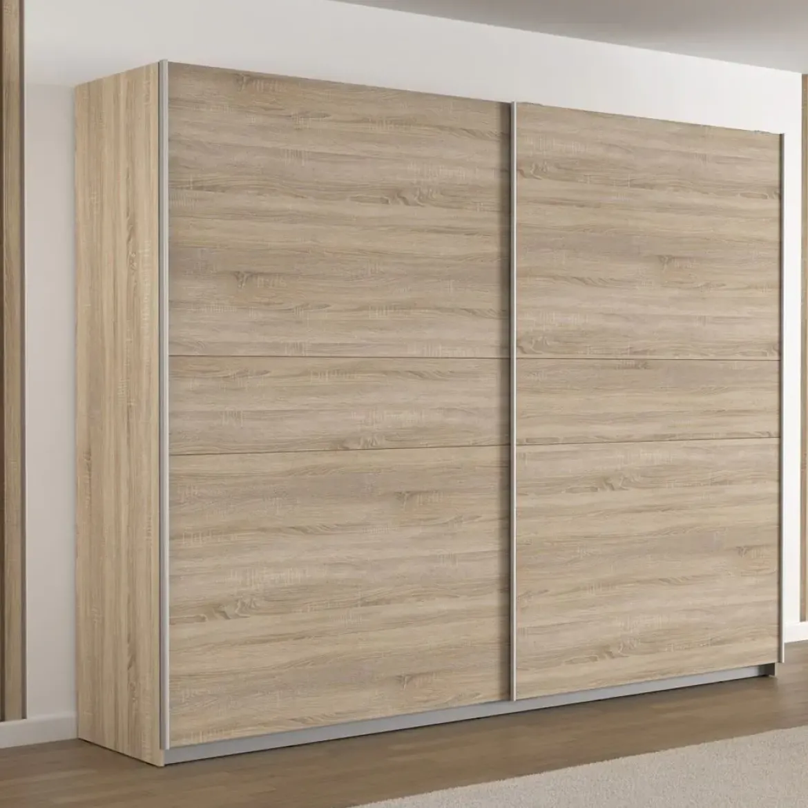 Armario de Dormitorio 269 cm 2 Puertas Correderas Blanco Roble Sonoma WNPS123E1-Q45