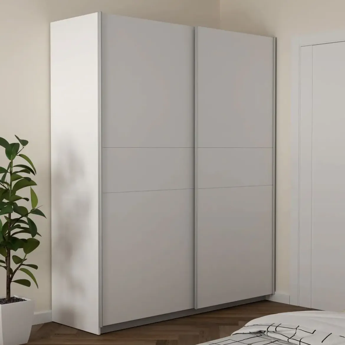 Armario de Dormitorio de 170 cm 2 Puertas Correderas Blanco Roble Sonoma WNPS823E1-Q89