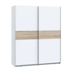 Armario de Dormitorio de 170 cm 2 Puertas Correderas Blanco Roble Sonoma WNPS823E1-Q89