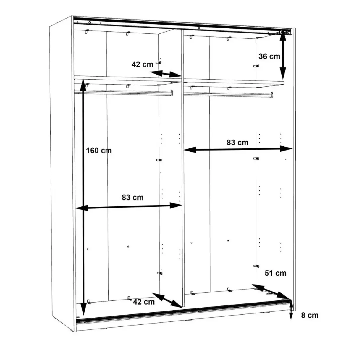 Armario de Dormitorio de 170 cm 2 Puertas Correderas Blanco Roble Sonoma WNPS823E1-Q45