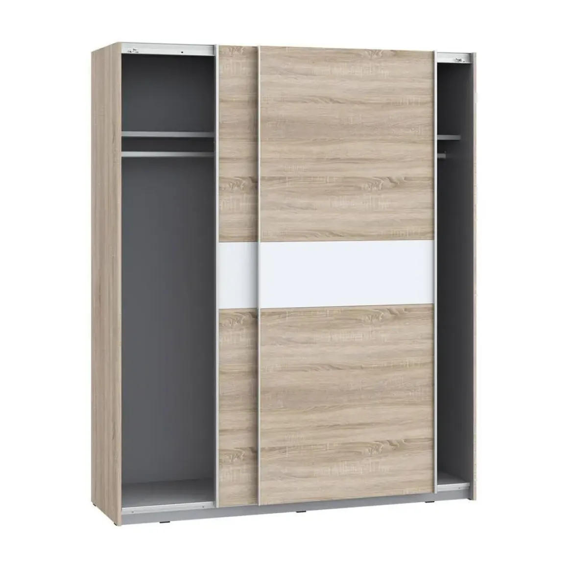 Armario de Dormitorio de 170 cm 2 Puertas Correderas Blanco Roble Sonoma WNPS823E1-Q45