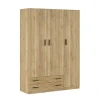 Armario de Dormitorio 3 Puertas y 2 Cajones en Melamina RAPID Mauvella-rayas C029RPDA3P2C MVR