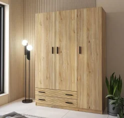 Armario de Dormitorio 3 Puertas y 2 Cajones en Melamina RAPID Mauvella-rayas C029RPDA3P2C MVR