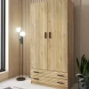 Armario de Dormitorio 2 Puertas y 2 Cajones en Melamina RAPID Mauvella-rayas C029RPDA2P2C MVR