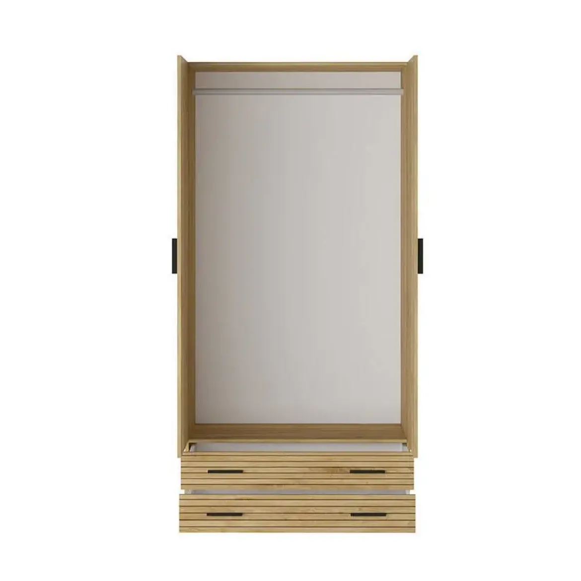 Armario de Dormitorio 2 Puertas y 2 Cajones en Melamina RAPID Mauvella-rayas C029RPDA2P2C MVR