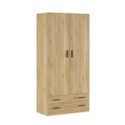 Armario de Dormitorio 2 Puertas y 2 Cajones en Melamina RAPID Mauvella-rayas C029RPDA2P2C MVR