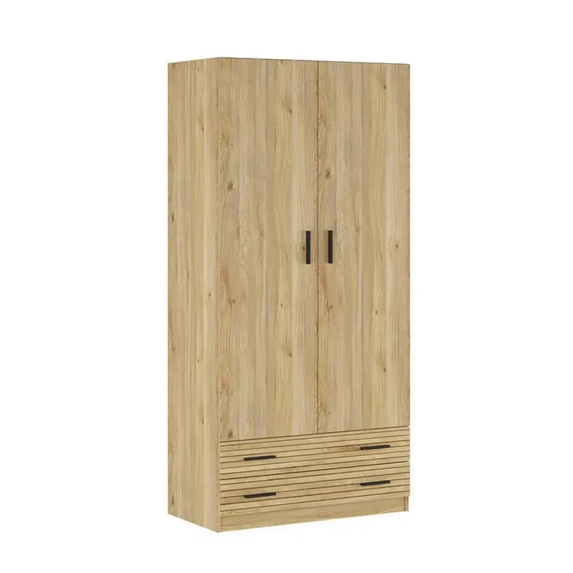 Armario de Dormitorio 2 Puertas y 2 Cajones en Melamina RAPID Mauvella-rayas C029RPDA2P2C MVR