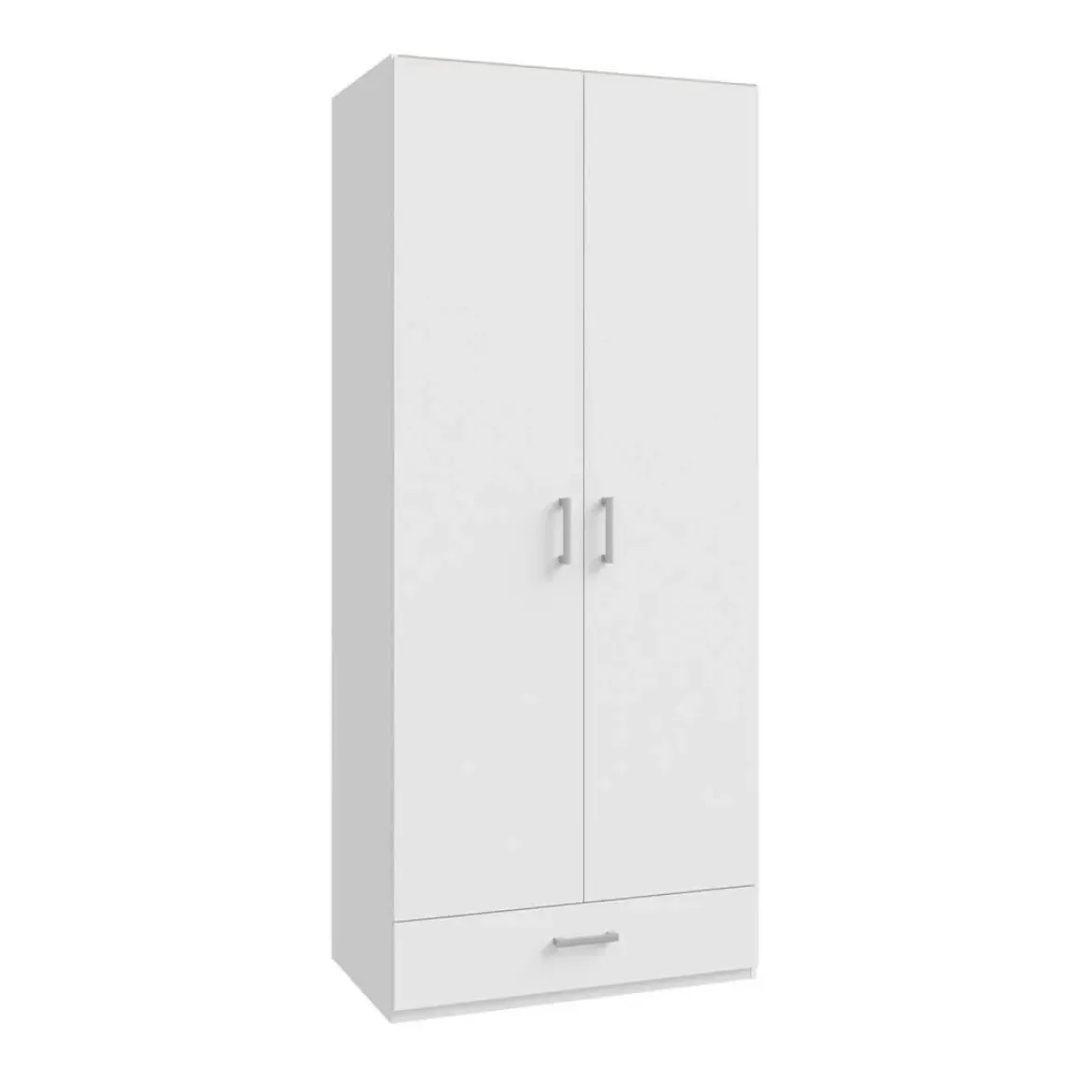 Armario de Dormitorio 2 Puertas y 1 Cajón Estructura de Melamina Blanco ECBS923-120