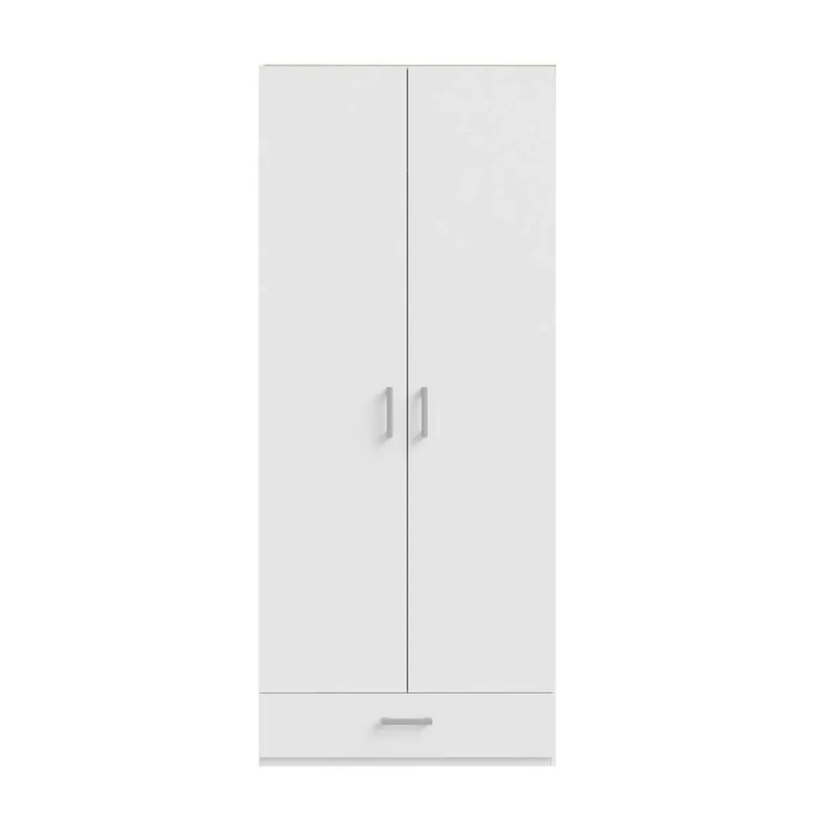 Armario de Dormitorio 2 Puertas y 1 Cajón Estructura de Melamina Blanco ECBS923-120