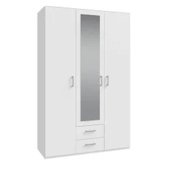 Armario de Dormitorio 2 Puertas con Espejo y 2 Cajones Blanco ECBS931-120