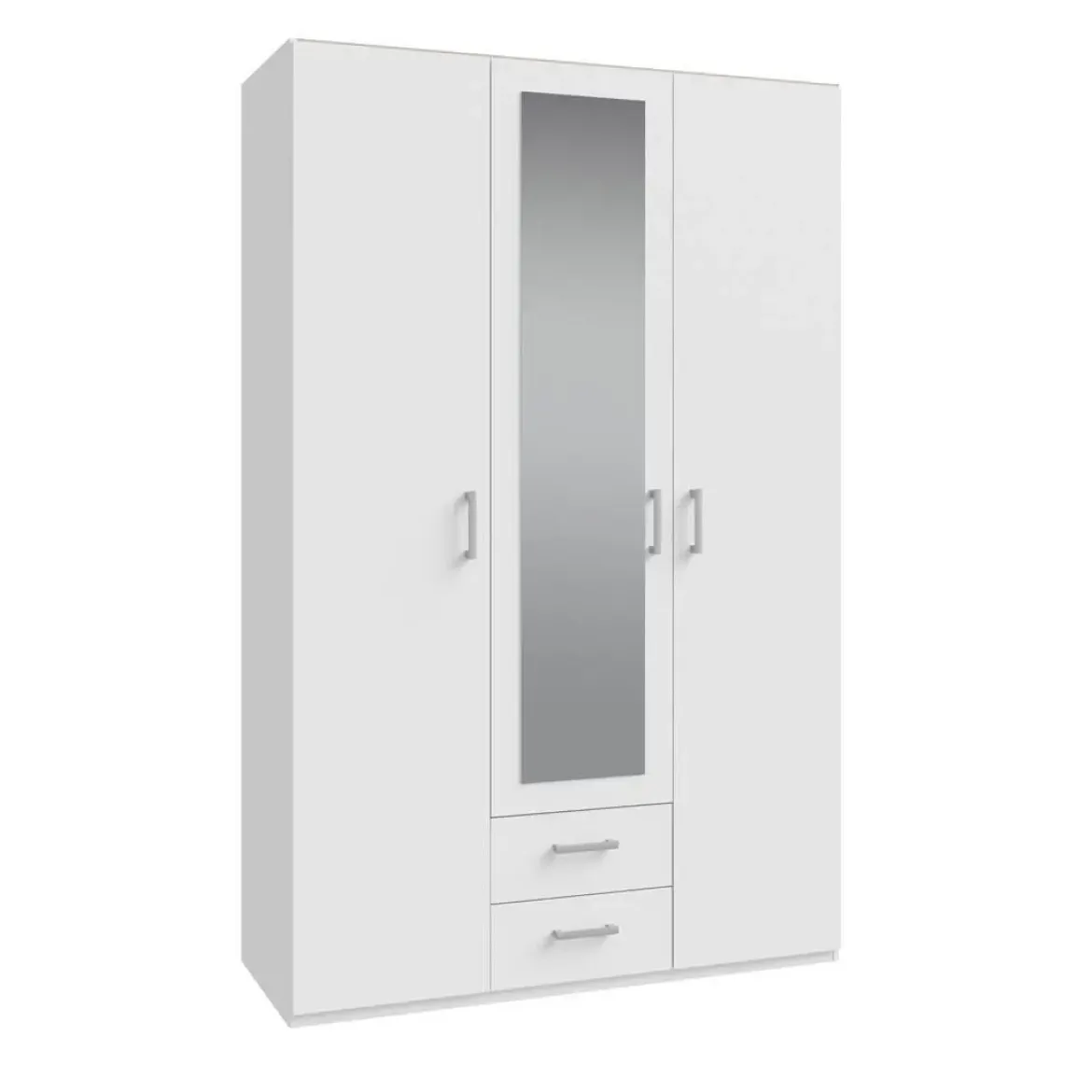 Armario de Dormitorio 2 Puertas con Espejo y 2 Cajones Blanco ECBS931-120
