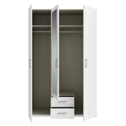 Armario de Dormitorio 2 Puertas con Espejo y 2 Cajones Blanco ECBS931-120