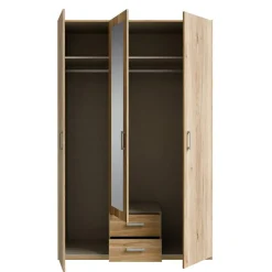 Armario de Dormitorio 2 Puertas con Espejo y 2 Cajones Natural ECBS931-D108