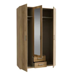Armario de Dormitorio 2 Puertas con Espejo y 2 Cajones Natural ECBS931-D108