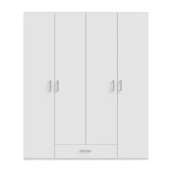 Armario de Dormitorio 4 Puertas 1 Cajón Acabado Blanco ECBS941-120