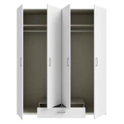 Armario de Dormitorio 4 Puertas 1 Cajón Acabado Blanco ECBS941-120