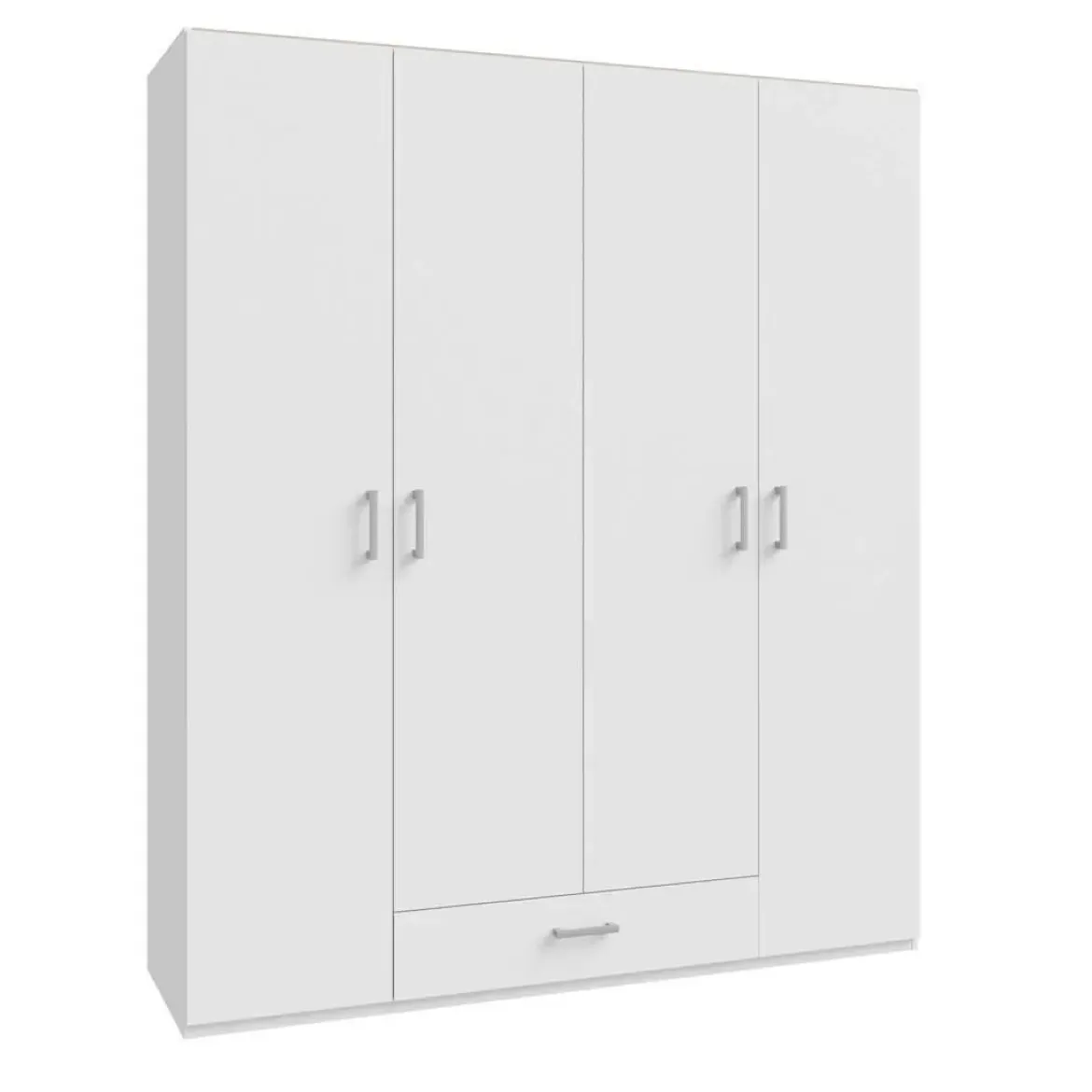 Armario de Dormitorio 4 Puertas 1 Cajón Acabado Blanco ECBS941-120