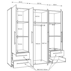 Armario de 4 Puertas 4 Cajones Blanco Mate MKSS841-120 W19