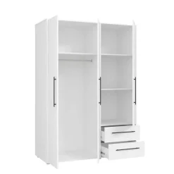Armario de 3 Puertas 2 Cajones Blanco MateMKSS833-120