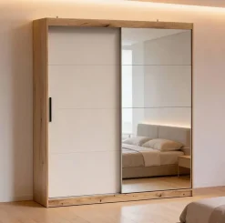 Armario de Puertas Correderas con Espejo 200 cm INOVA