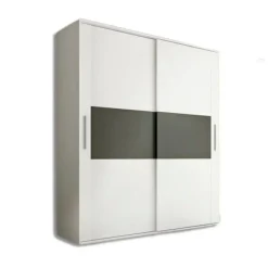 Armario dos puertas correderas de 208 cm modelo CABRA acabado en blanco con detalle en grafito