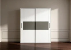 Armario dos puertas correderas de 208 cm modelo CABRA acabado en blanco con detalle en grafito