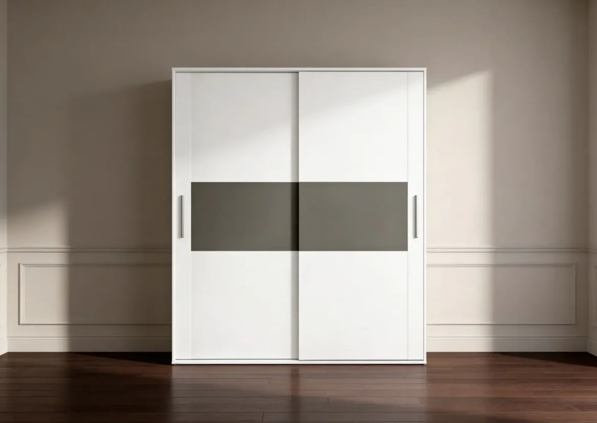 Armario dos puertas correderas de 208 cm modelo CABRA acabado en blanco con detalle en grafito