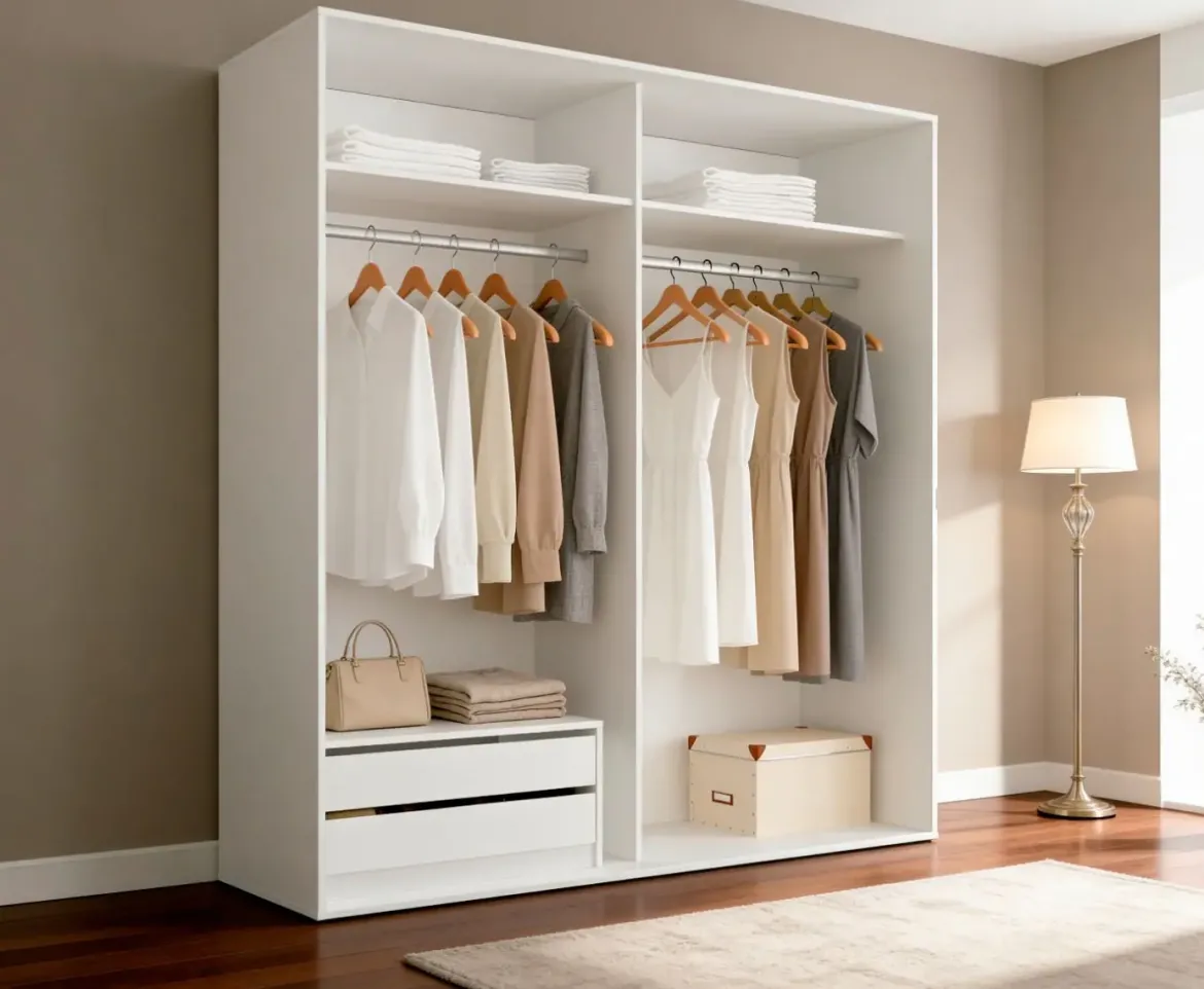 Armario dos puertas correderas de 208 cm modelo CABRA acabado en blanco con detalle en grafito