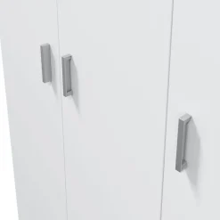 Armario escobero auxiliar ACABADO BLANCO de tres puertas color blanco de melamina con cuatro estantes 007143O